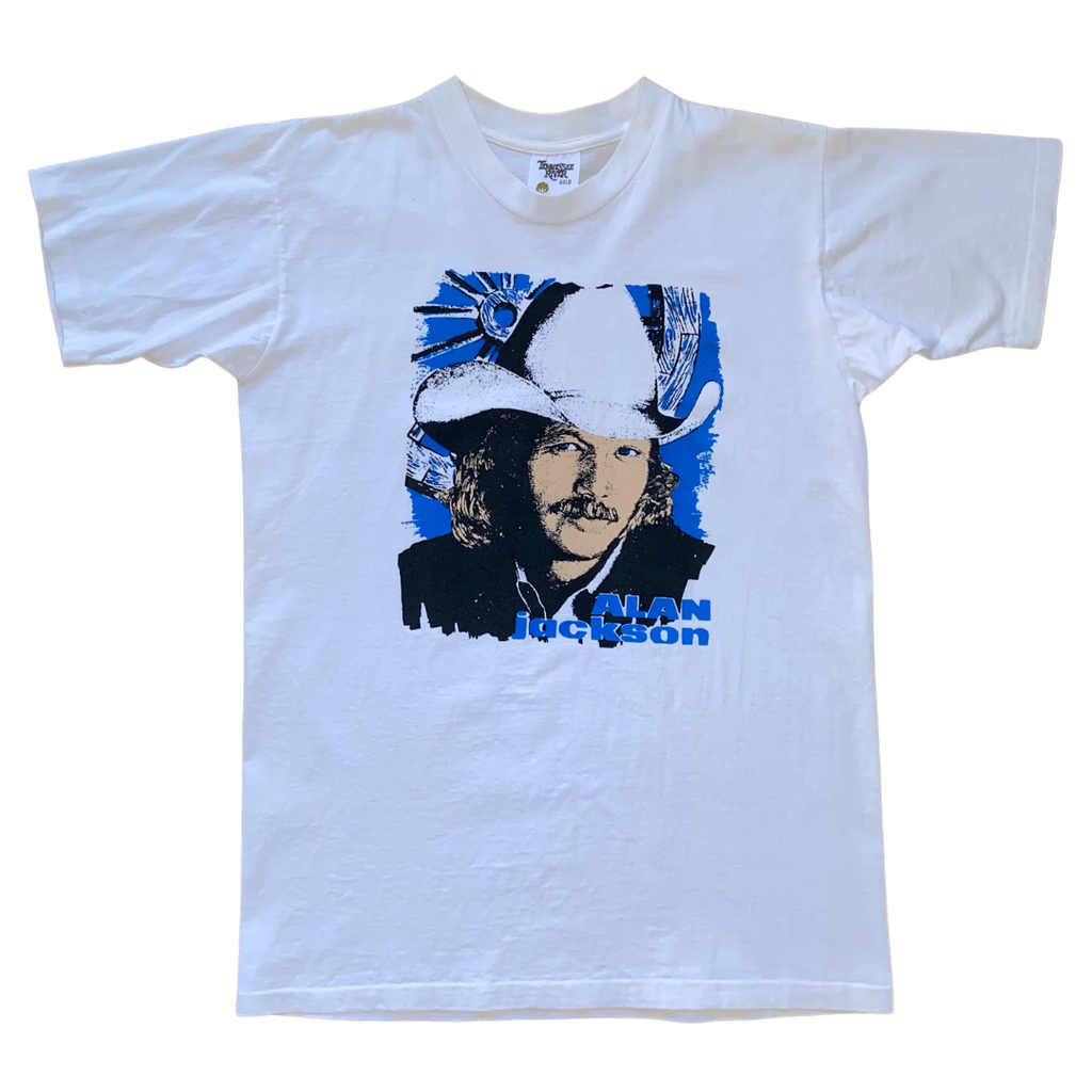 Alan Jackson Deadstock White + Blue Portrait Tee Size M