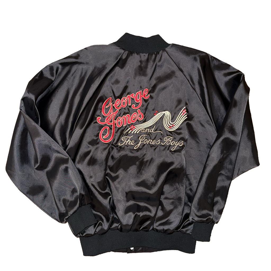 George Jones & The Jones Boys Black Satin Jacket Embroidered Size L