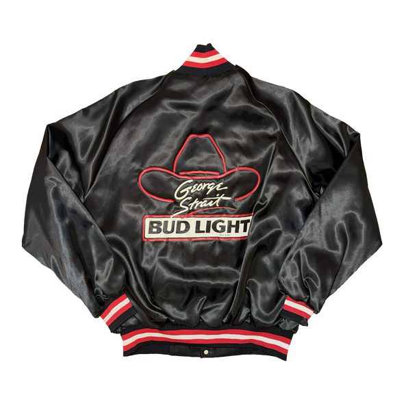 George Strait Rare Black Satin Jacket Bud Light Size L