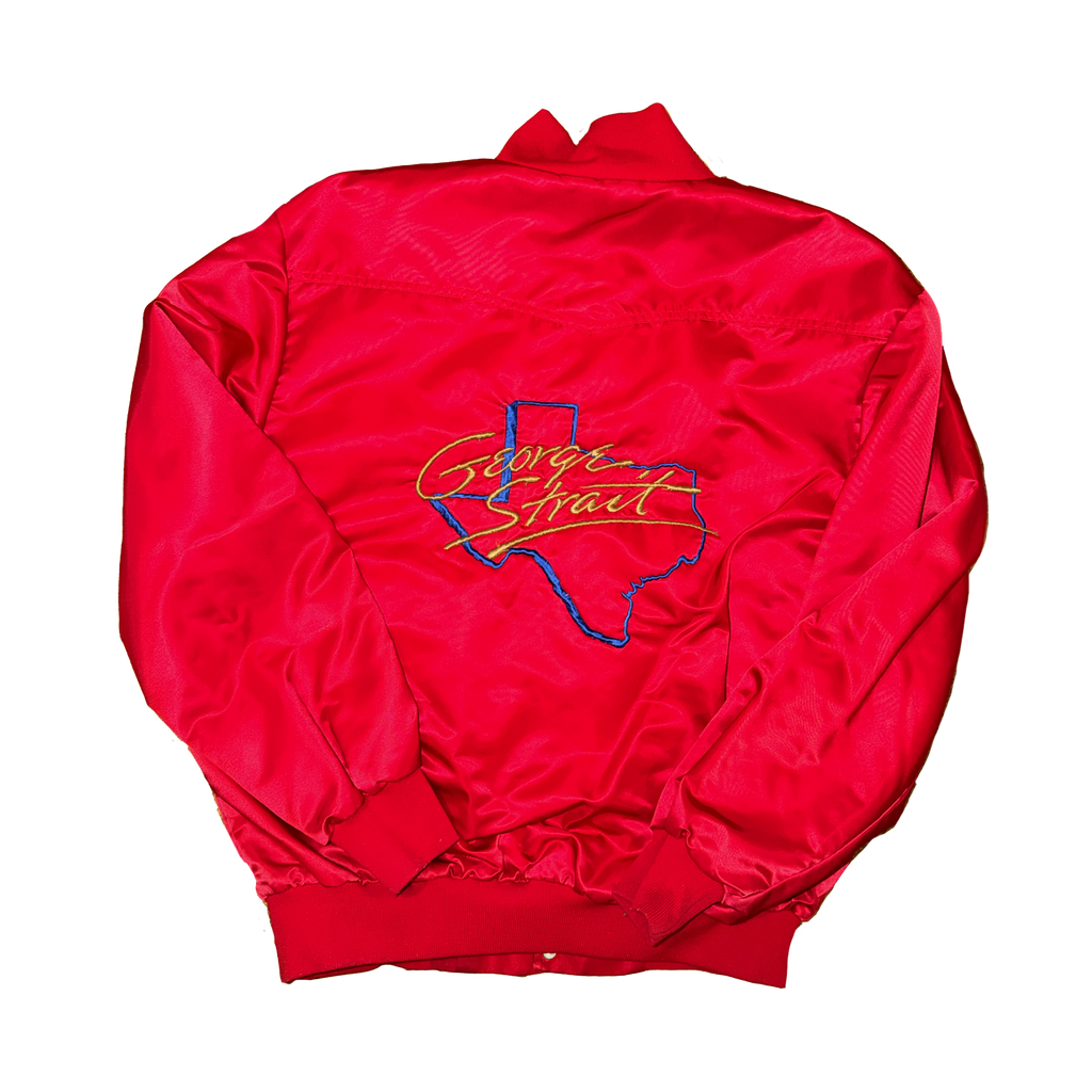 George Strait Rare Red Satin Jacket Logo Embroidered Size XL